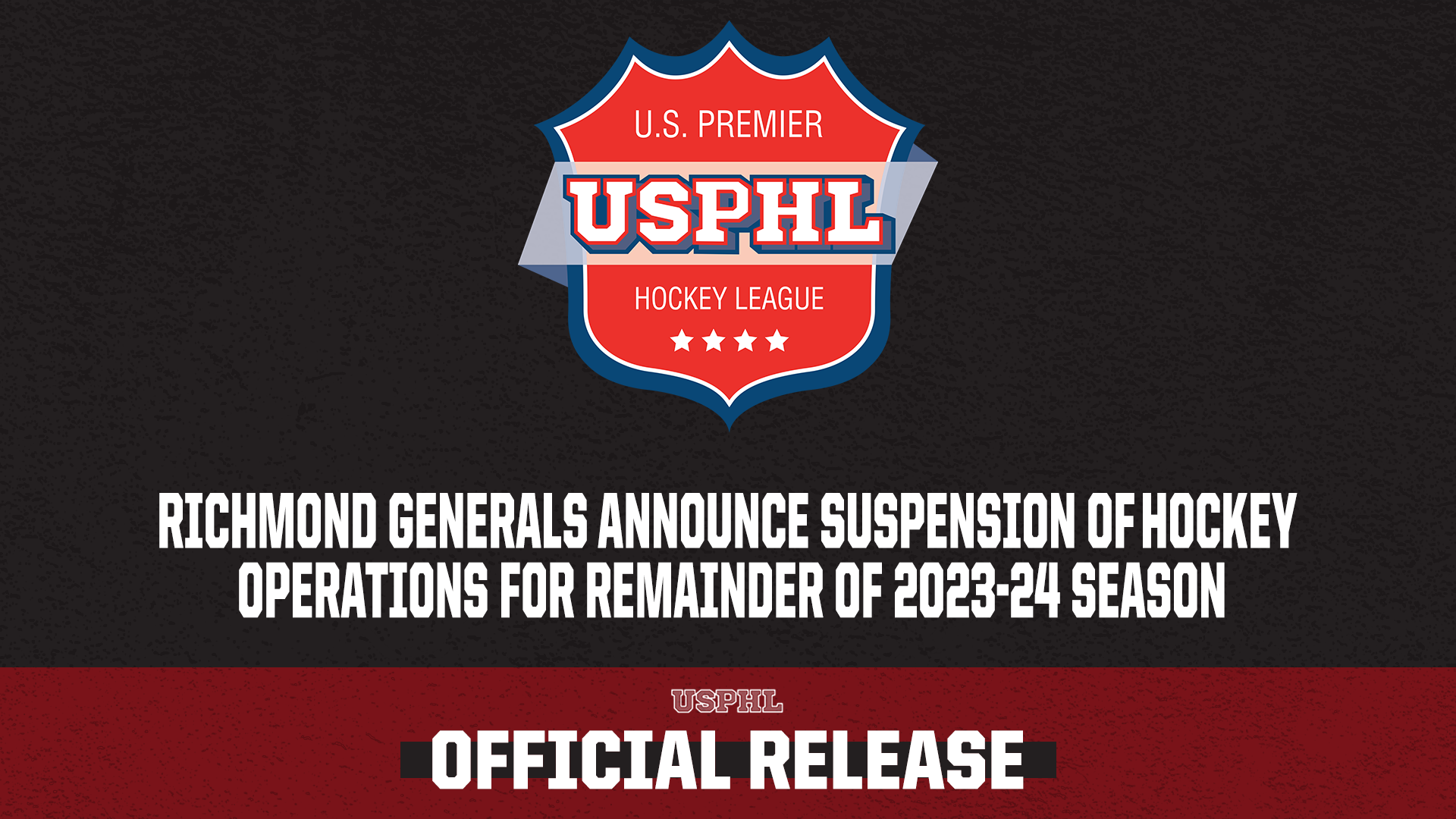 Richmond Generals Organization To Suspend Junior Operations for Remainder of 2023-24 USPHL Season